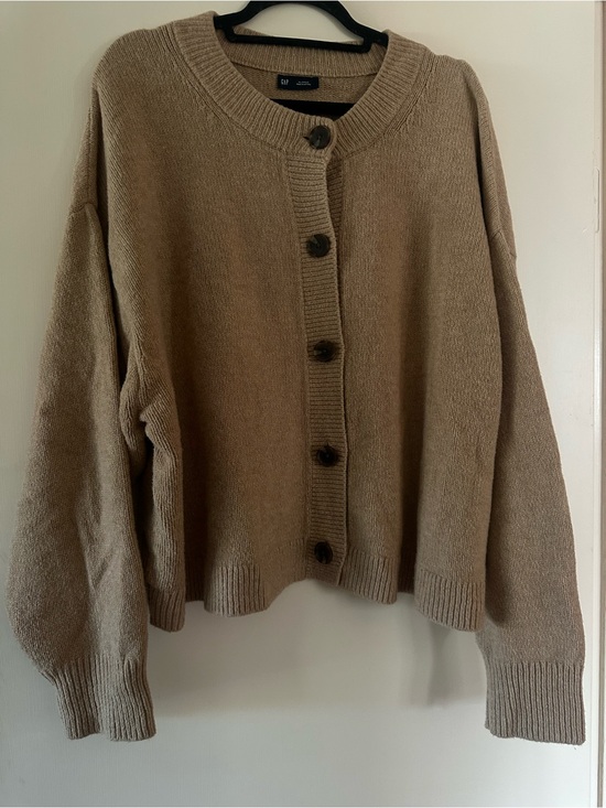GAP Sweaters - GAP Neutral Brown Crewneck Button-Front Cardigan